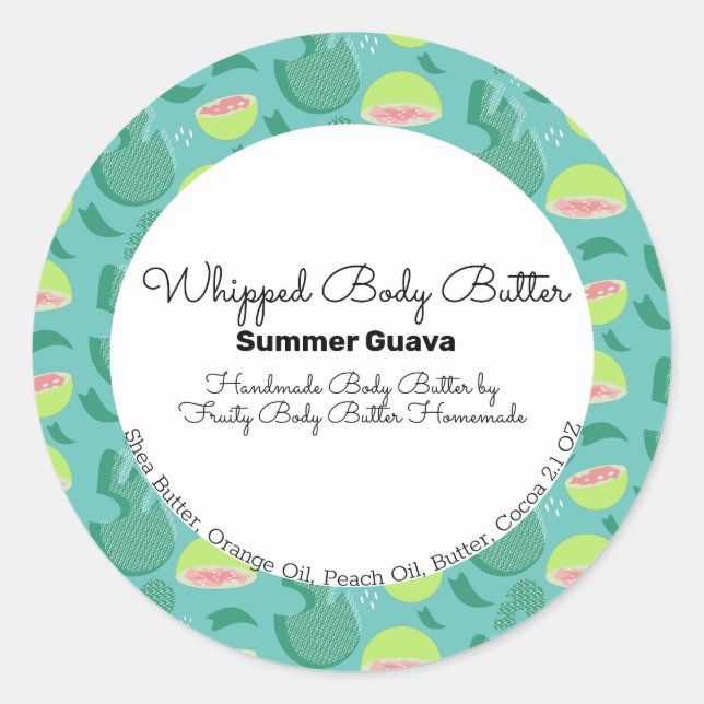 Guava Fruit Pop Body Butter Bath Branding Classic Round Sticker (Front)
