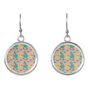 Guava Greenery Pink Green Fruit Pattern Earrings