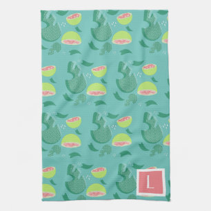 Guava Greenery Pink Green Fruit Pattern Kitchen Towel