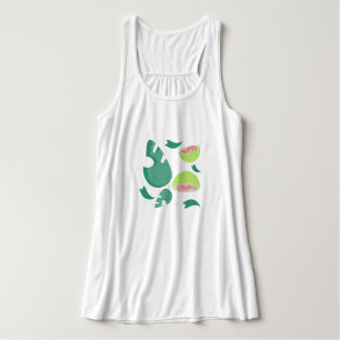 Guava Greenery Pink Green Fruit Pattern Tank Top