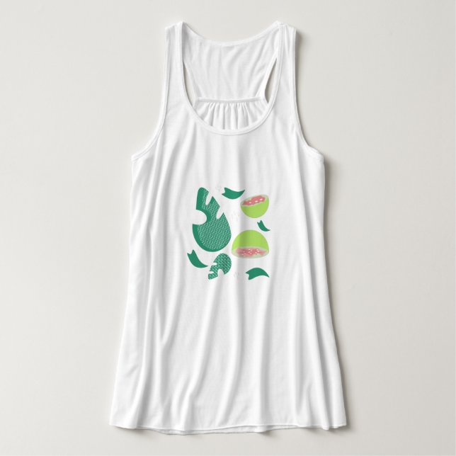 Guava Greenery Pink Green Fruit Pattern Tank Top (Design Front)