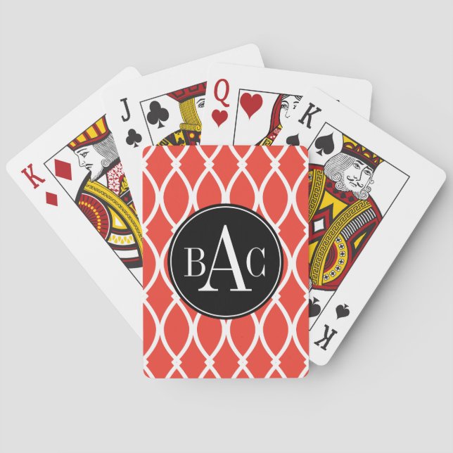 Guava Monogrammed Barcelona Print Poker Cards (Back)