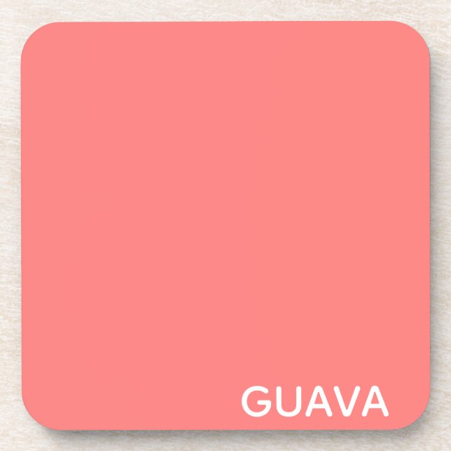 Guava pink color name beverage coaster (Front)