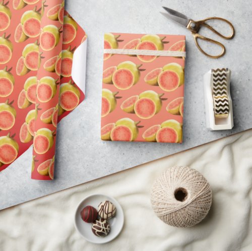 Guava Tropical Fruit Watercolor Wrapping Paper