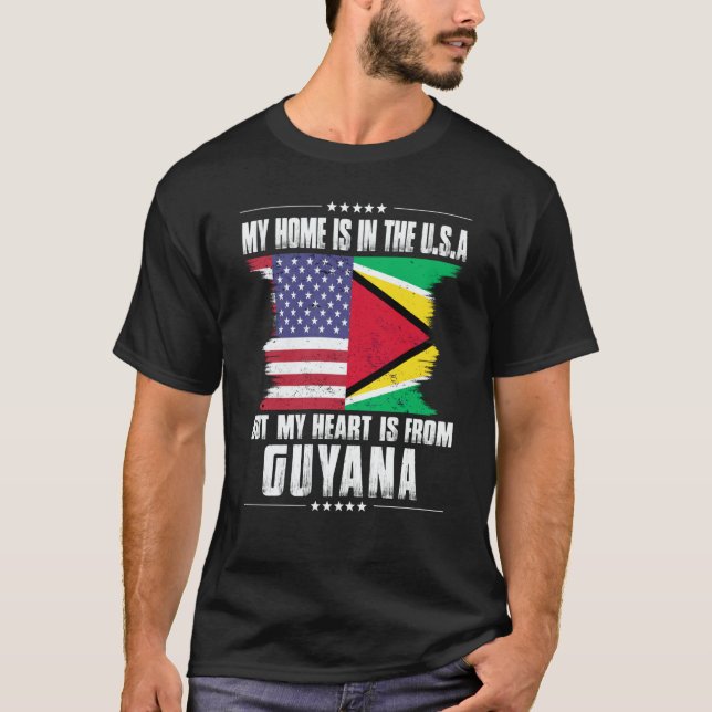 Guayanese American Patriot Grown Proud Home Heart  T-Shirt (Front)