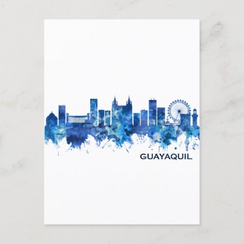 Guayaquil Ecuador Skyline Blue Holiday Postcard