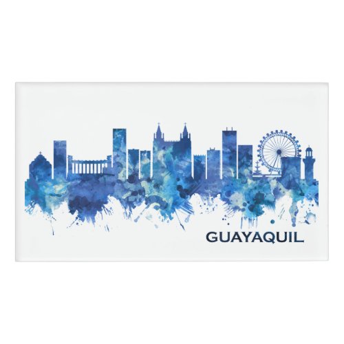 Guayaquil Ecuador Skyline Blue Name Tag