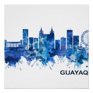 Guayaquil Ecuador Skyline Blue Poster