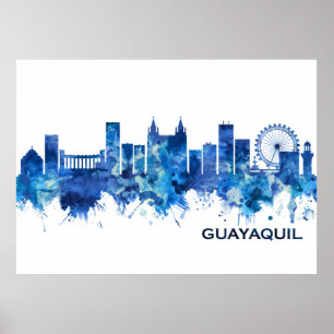 Guayaquil Ecuador Skyline Blue Poster