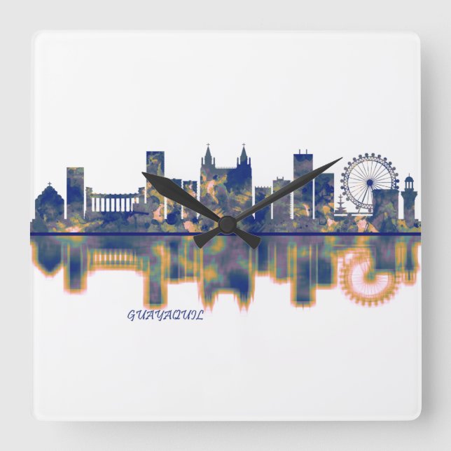 Guayaquil Skyline Square Wall Clock (Front)