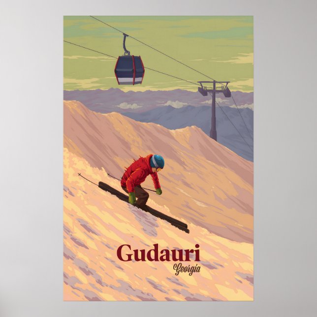 Gudauri Georgia Ski Resort Travel Poster (Front)
