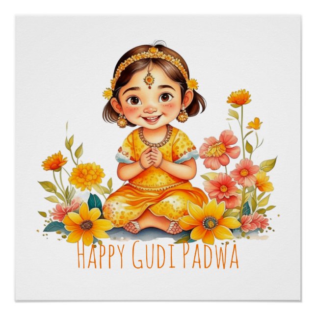 Gudi Padwa Cute Girl Poster (Front)