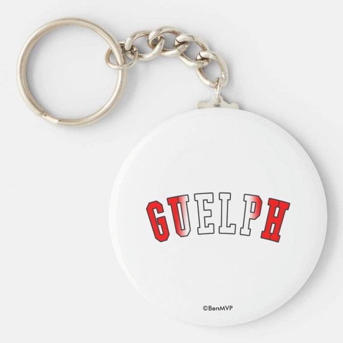 Guelph in Canada National Flag Colors Keychain
