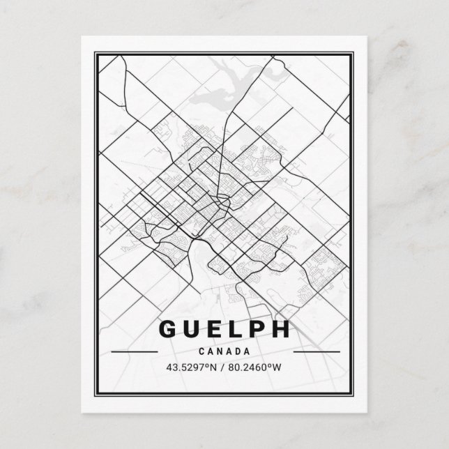 Guelph Ontario Canada  Travel City Map Poster Postcard (Front)