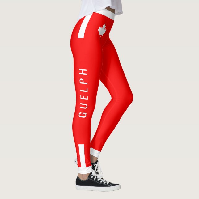 GUELPH Trainer Canadian Maple on Red (cust) Leggings (Right)