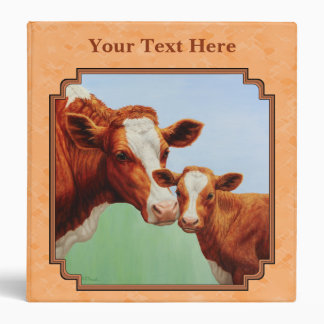 Guernsey Calf and Mother Cow Peach 3 Ring Binder