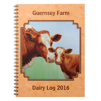 Guernsey Calf and Mother Cow Peach Notebook