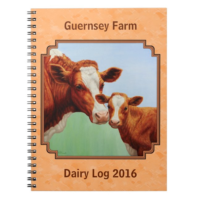Guernsey Calf and Mother Cow Peach Notebook (Front)