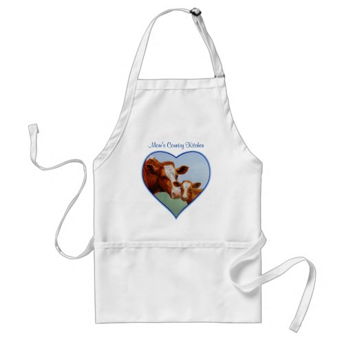 Guernsey Cow and Calf Blue Heart Adult Apron