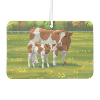 Guernsey Cow & Cute Calf in Summer Pasture Air Freshener