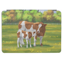 Guernsey Cow & Cute Calf in Summer Pasture iPad Air Cover