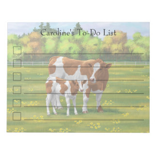 Guernsey Cow & Cute Calf in Summer Pasture Notepad