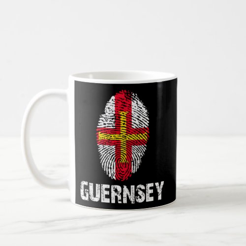 Guernsey Finger Print Flag I Love Guernsey Travel Coffee Mug