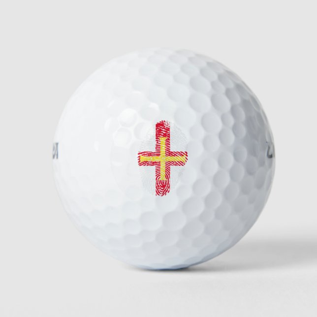 Guernsey Flag Fingerprint Country Pride Golf Balls (Front)