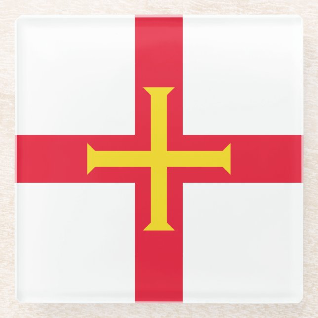 Guernsey Flag Glass Coaster (Front)