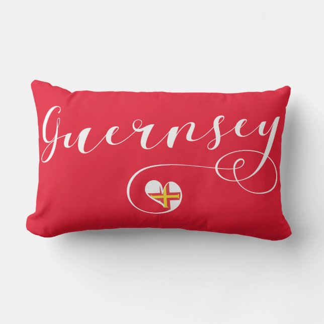 Guernsey Flag Heart, Channel Islands Lumbar Pillow (Front)