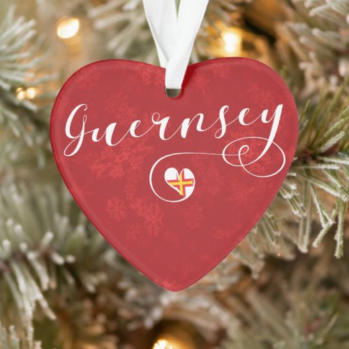 Guernsey Flag Heart Channel Islands Ornament
