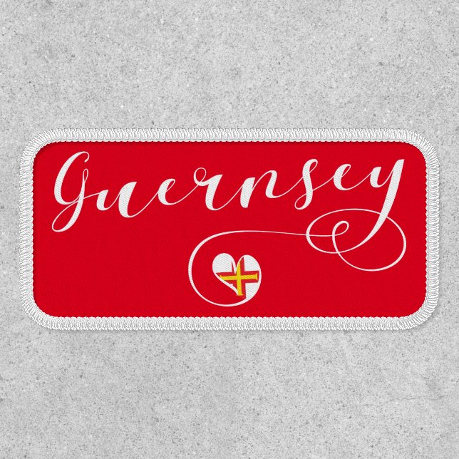 Guernsey Flag Heart, Channel Islands Patch (Front)
