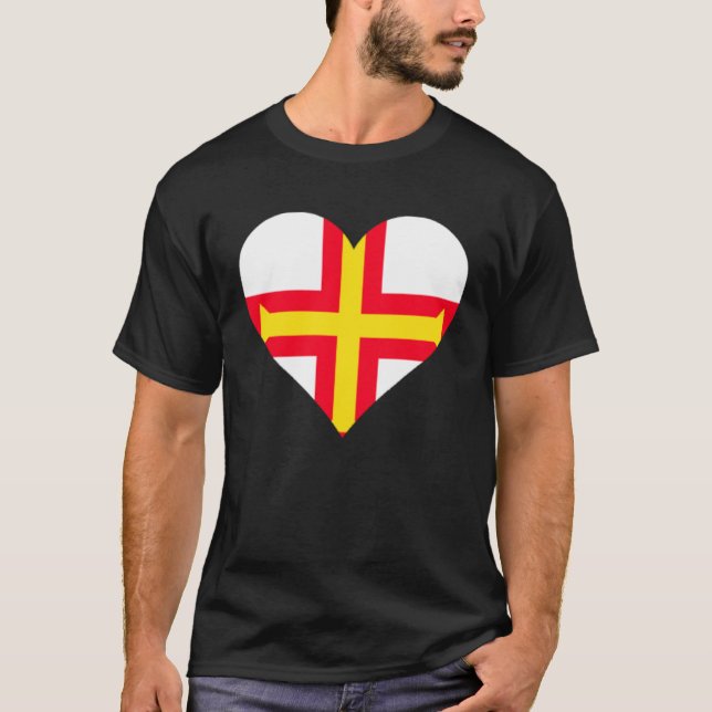 Guernsey Flag Heart Guernsey  Love Guernsey T-Shirt (Front)