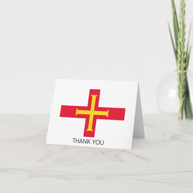Guernsey Flag Letterpress Thank You Card (Front)