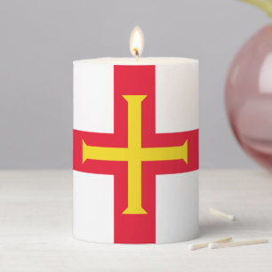 Guernsey flag pillar candle