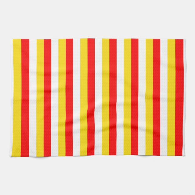 Guernsey flag stripes red yellow white pattern Nor Kitchen Towel (Horizontal)