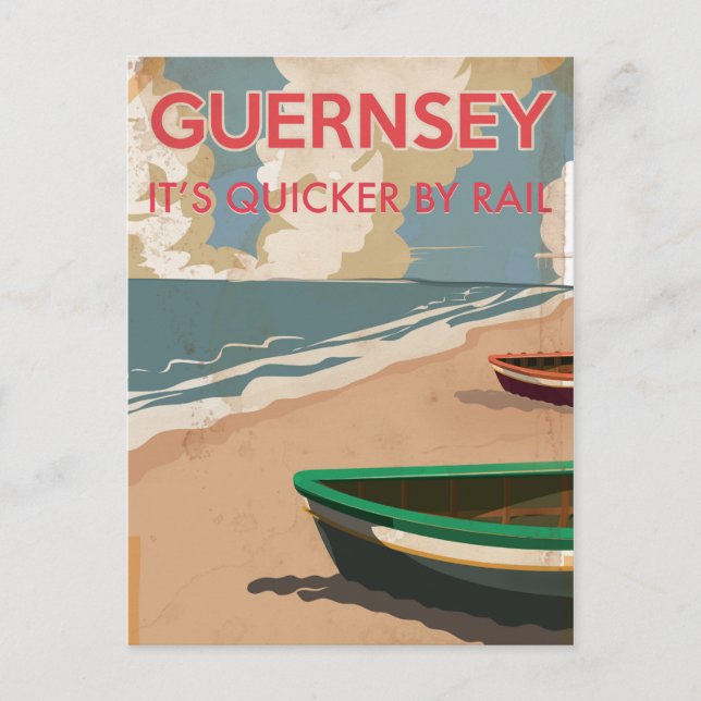 Guernsey Vintage locomotive Travel Poster Postcard (Front)
