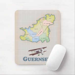 Guernsey vintage map magnet mouse pad