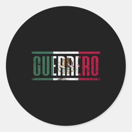 Guerrero Con La Bandera De MXico Classic Round Sticker