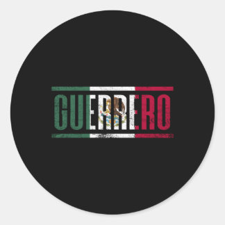 Guerrero Con La Bandera De Mã©Xico Classic Round Sticker