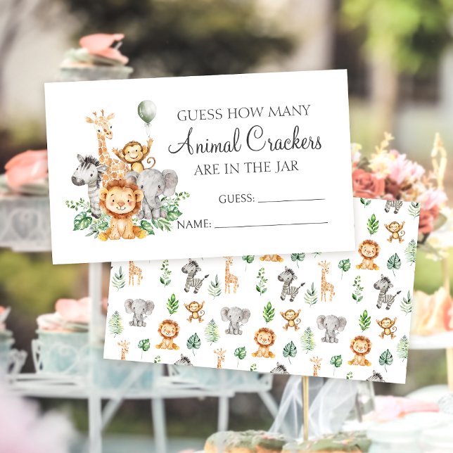 Guess Animal Crackers Safari Baby Shower Cards (Creator Uploaded)