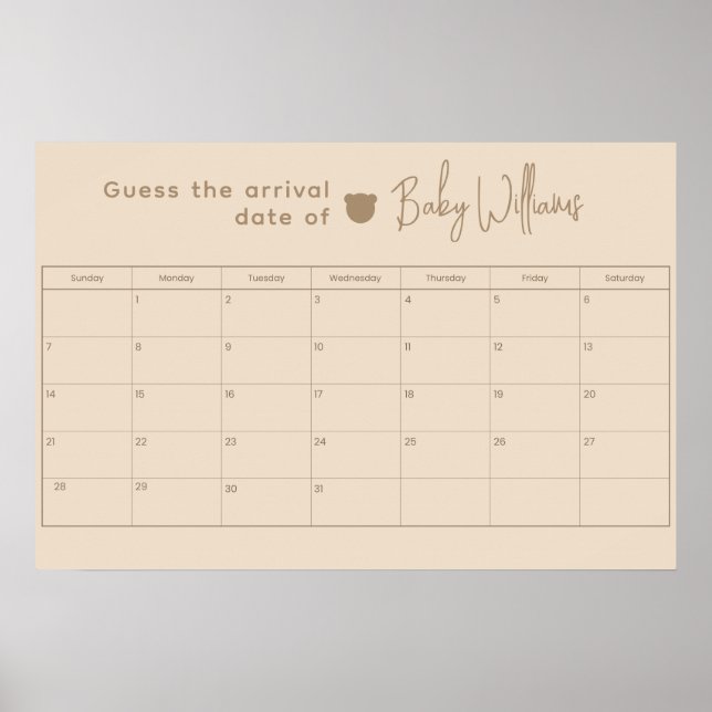 Guess baby date Game Poster (Front)