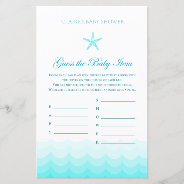 Guess Baby Items - Baby Shower Game (Front)
