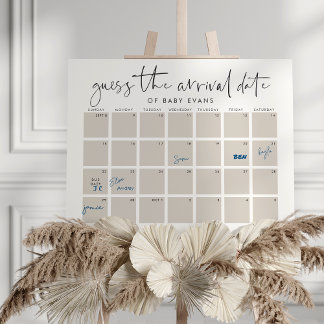 Guess Baby's Arrival Date Baby Shower Game Foam Board