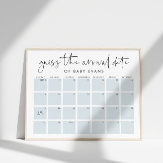 Guess Baby's Arrival Date Baby Shower Game Poster