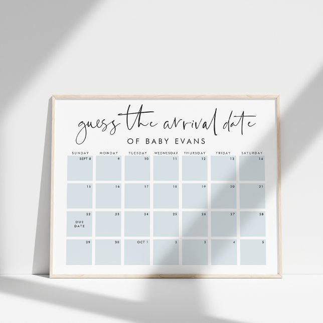 Guess Baby's Arrival Date Baby Shower Game Poster (Creator Uploaded)