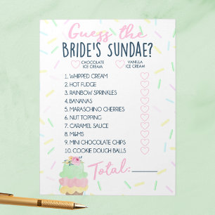 Guess Bride's Sundae Ice Cream Shower Game Pack Notepad