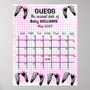 Guess Due Date Calendar with Footprints Poster