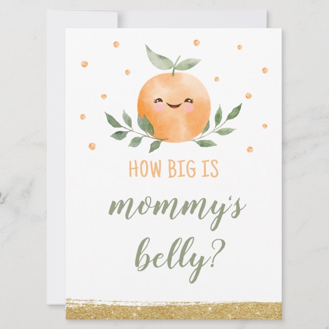 Guess How Big Is Mommy Belly Sign Little Cutie Invitation (Front)