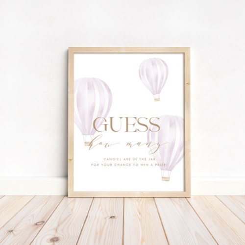 Guess How Many Baby Shower Game Sign Pink Shower